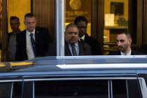 Manhattan District Attorney Alvin Bragg leaves the District Attorney's office in New York, Thur ...