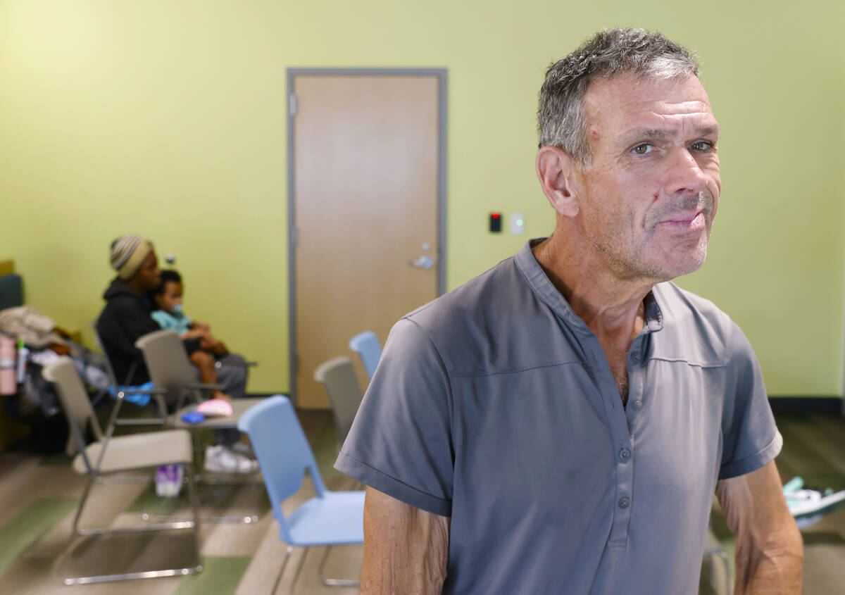 Dennis Trowbridge speaks about the hot weather during an interview with the Review-Journal at c ...