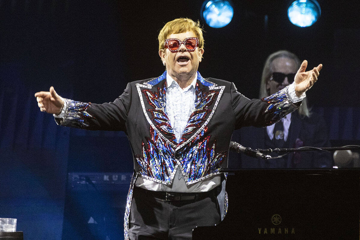 Elton John acknowledges the crowed during his ''Farewell Yellow Brick Road,'' final tour at All ...