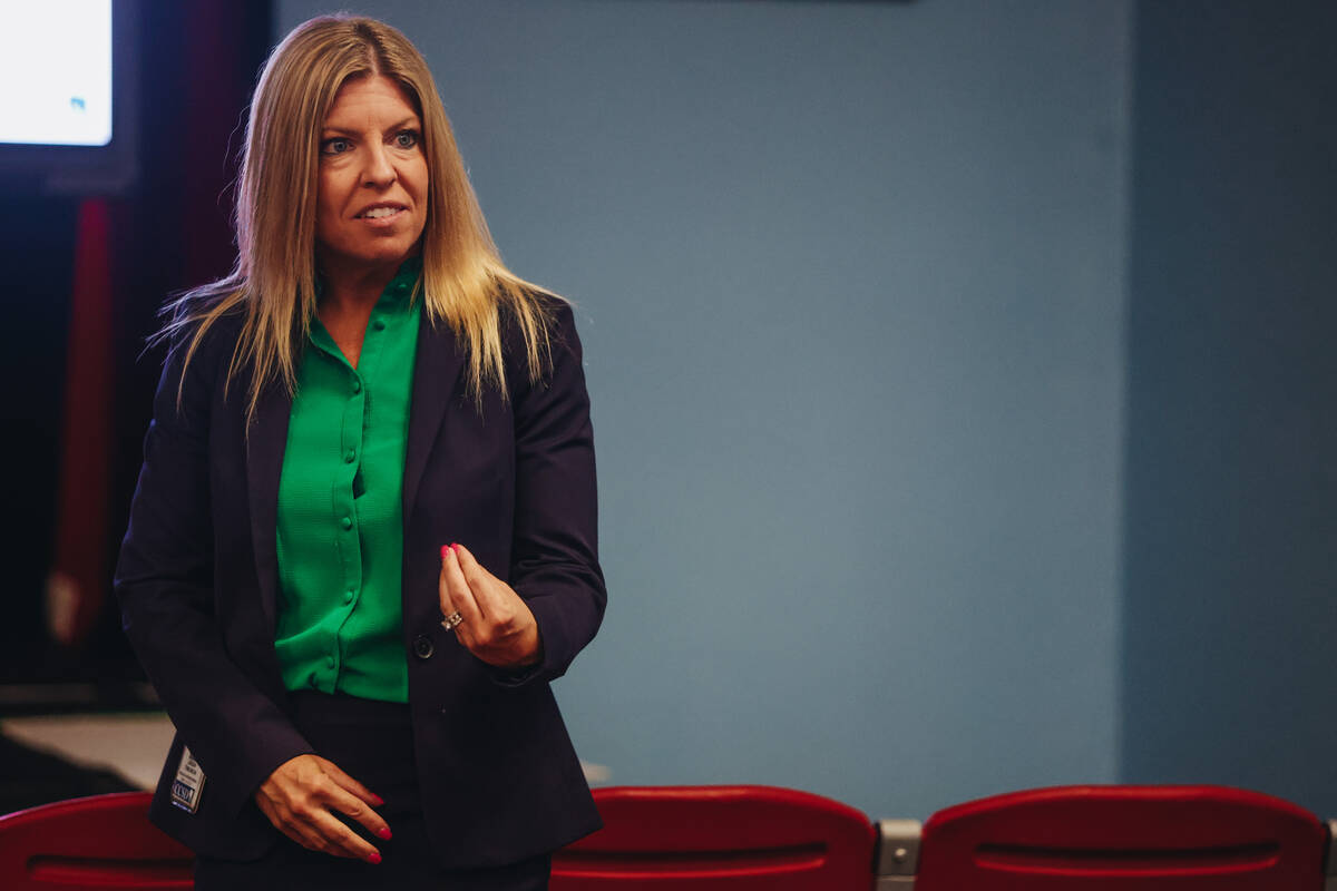 Clark County School District Region 1 Superintendent Lindsay Tomlinson speaks during a meeting ...