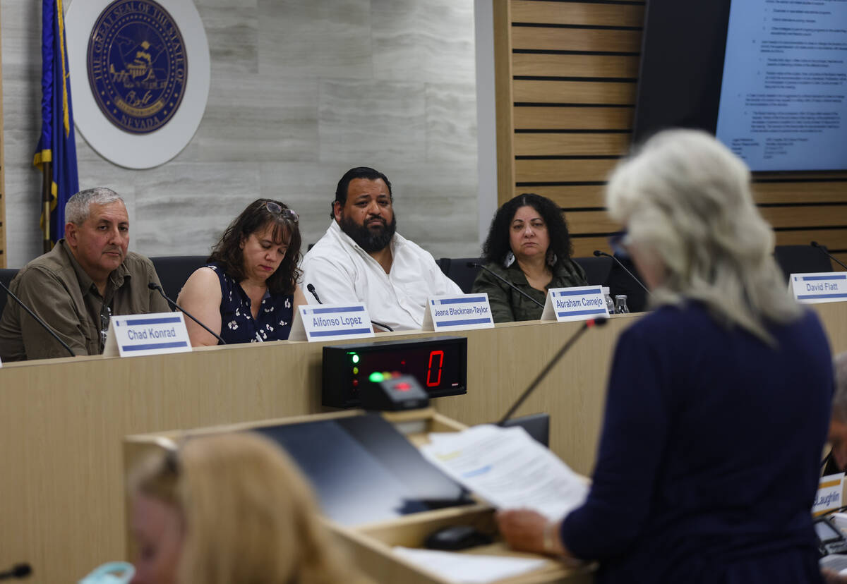 Members of the Bond Oversight Committee, who advise the Clark County School Board on capital fu ...
