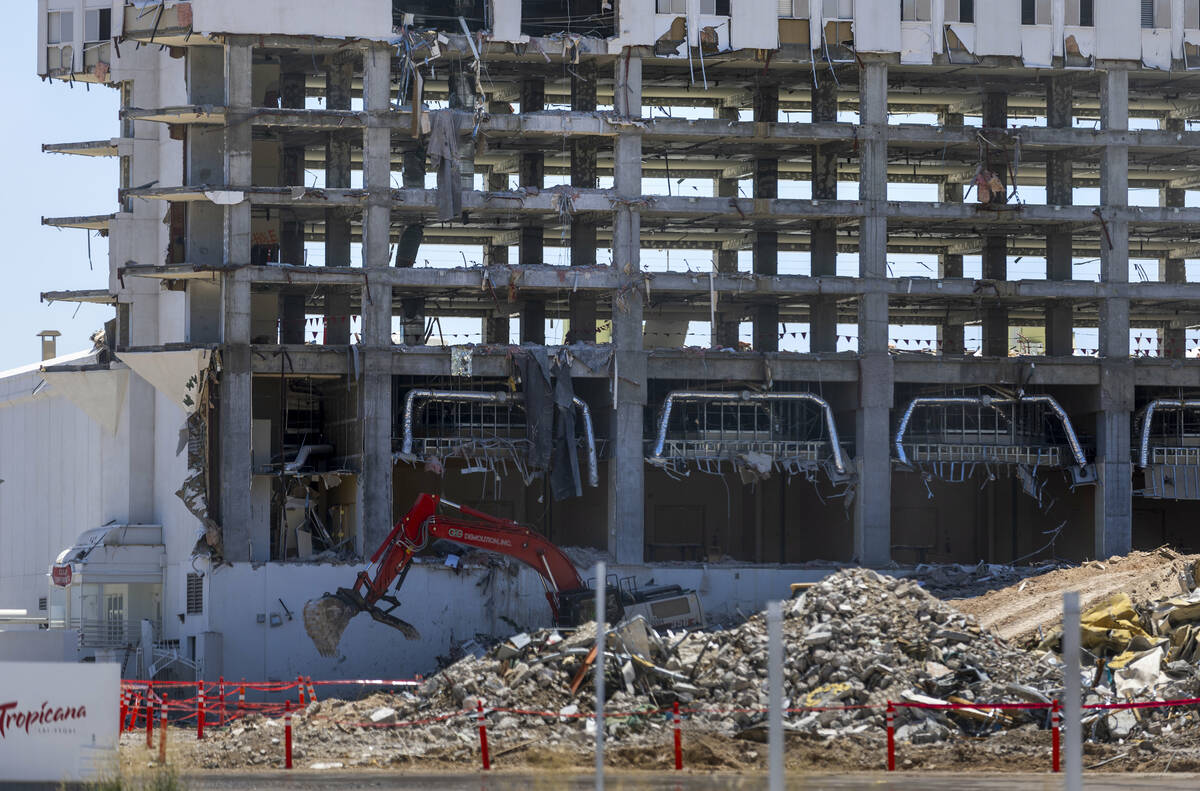 Debris stripped from the lower floors at the Tropicana is piled up for hauling away on Thursday ...