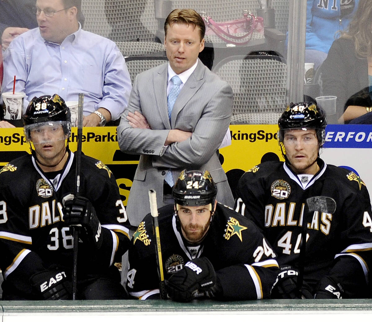 FILE- In this April 25, 2013, file photo, Dallas Stars head coach Glen Gulutzan watches play fr ...
