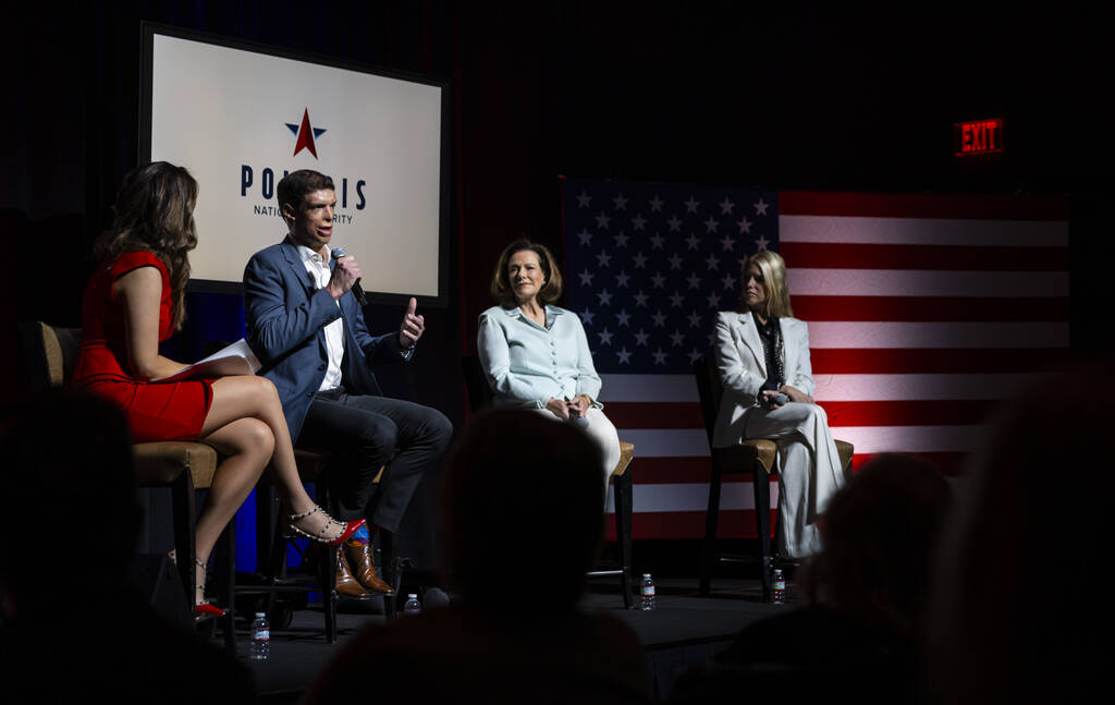 Sam Brown, Republican candidate for U.S. Senate, second from left, at Red Rock Resort on Monday ...