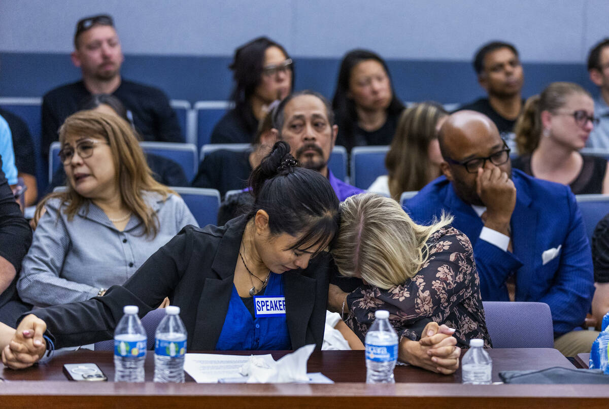 Troopers wives Arlene Felix, left, and Vanessa Abbate react to the maximum sentencing for Jemar ...