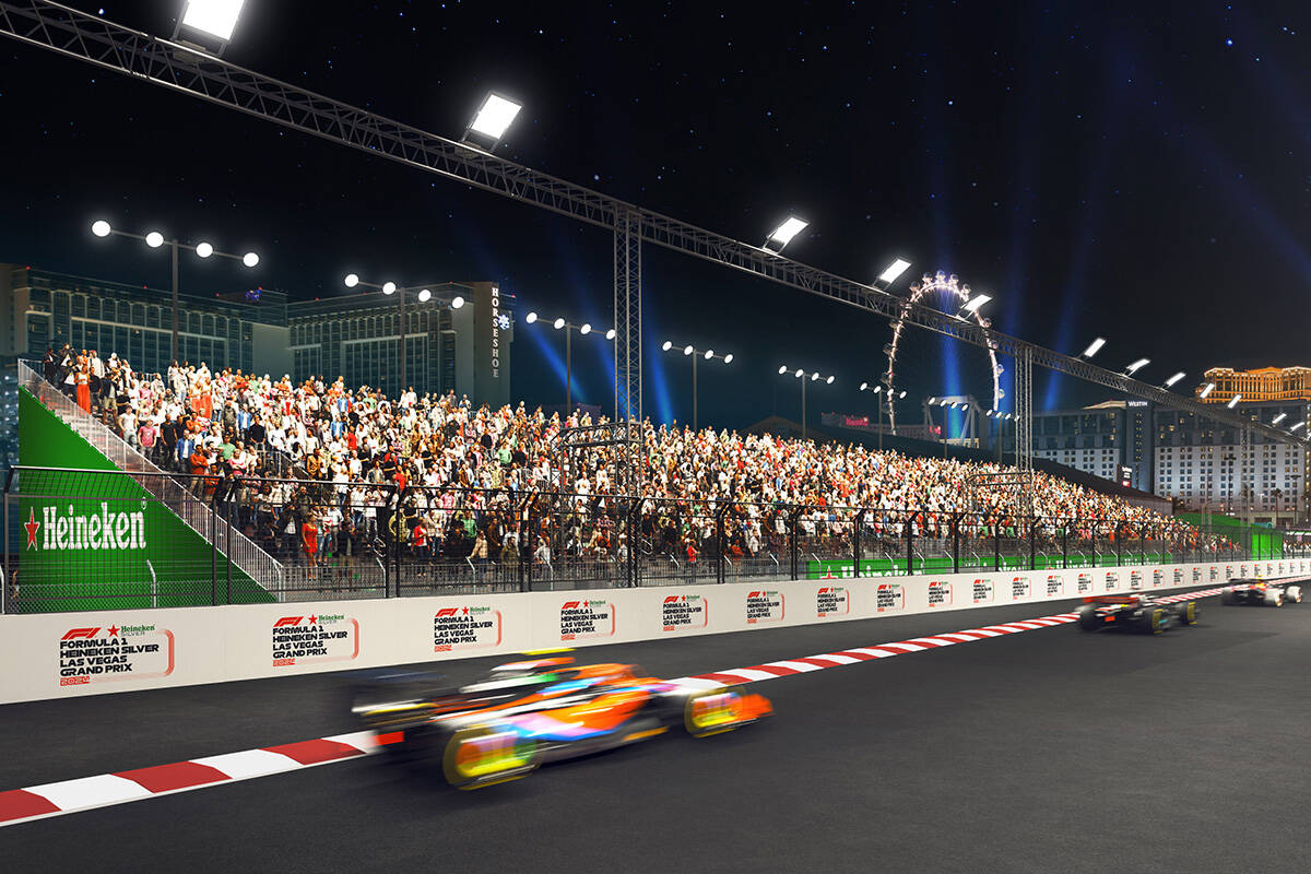 An artist rendering of the new Las Vegas Grand Prix South Koval Zone GA+ spectator zone. (Court ...