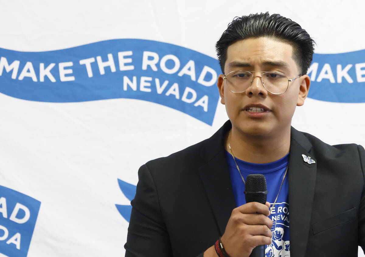 Bernardo Sanchez, who couldn't apply to extend DACA protections, due to deadline, speaks during ...