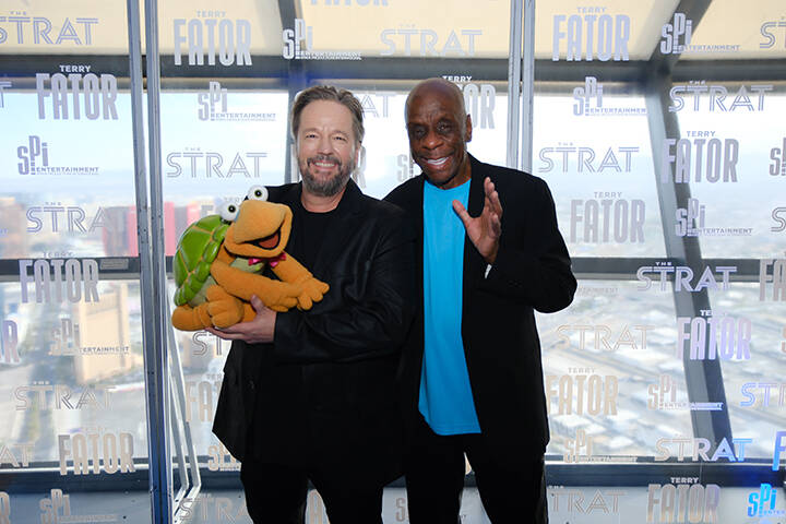 Terry Fator and Jimmy "JJ" Walker are shown at The Strat on Tuesday, June 18. 2024. (Jimmy Smit ...