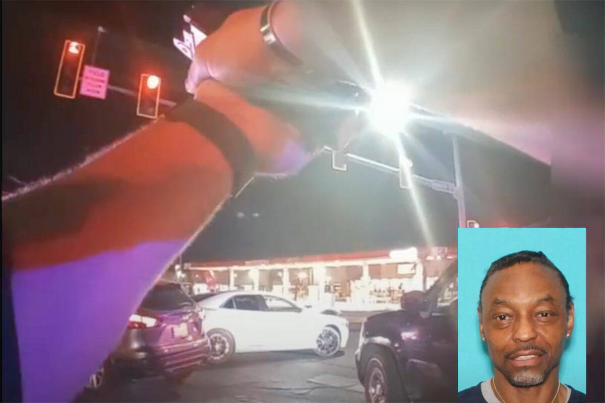 Body camera video from the North Las Vegas Police Department shows several officers firing into ...