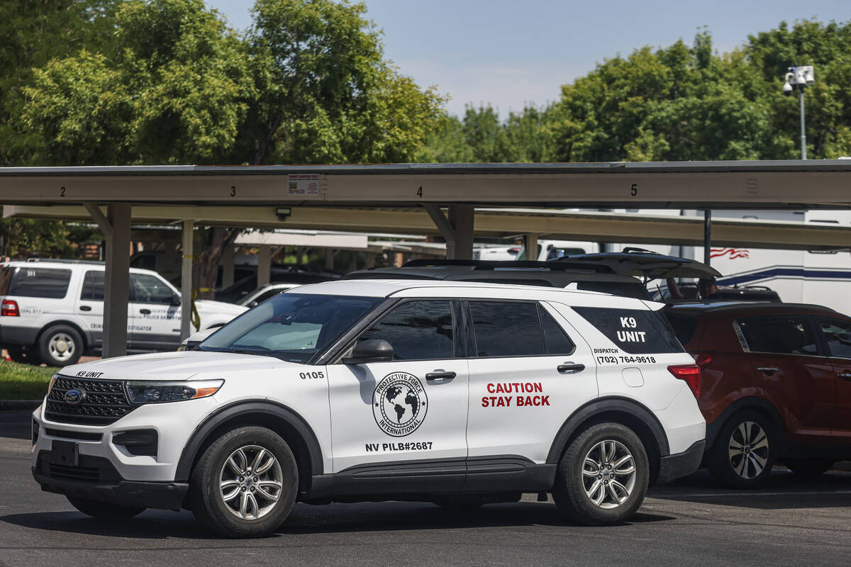 A private security firm joins North Las Vegas police as they investigate the scene where five p ...
