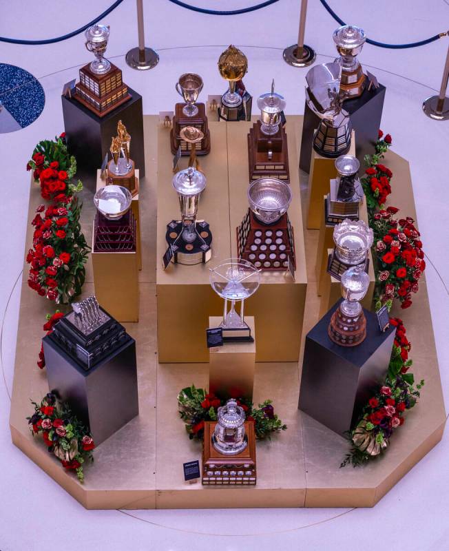 The NHL has 18 trophies on display as the awards event is tomorrow night at the Fontainebleau L ...