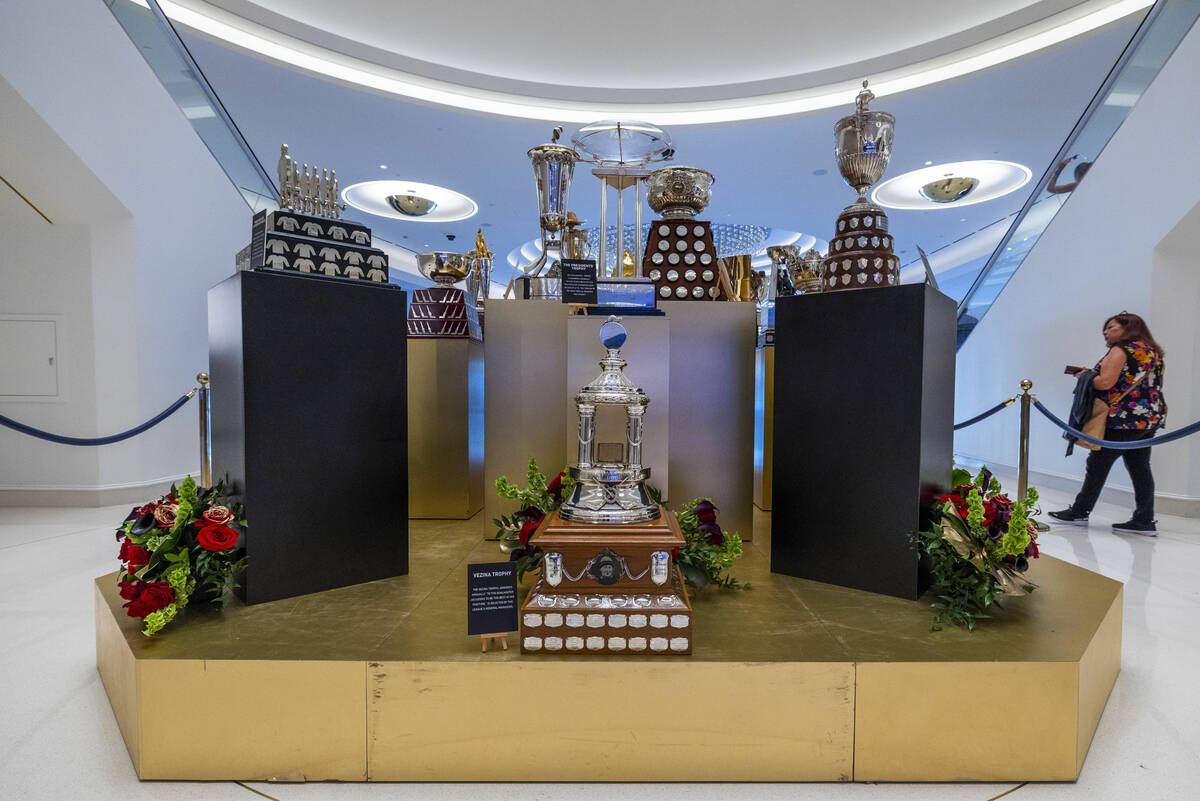 The NHL has 18 trophies on display as the awards event is tomorrow night at the Fontainebleau L ...