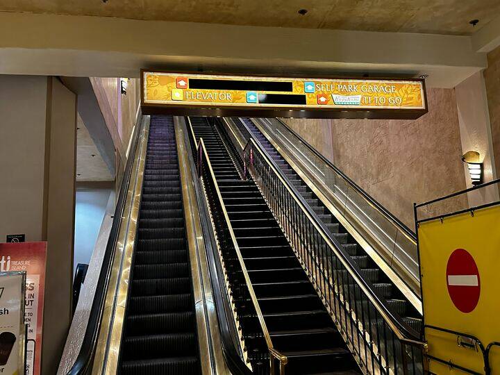 Some of the signs inside the Treasure Island resort were partially blacked out and didn't inclu ...