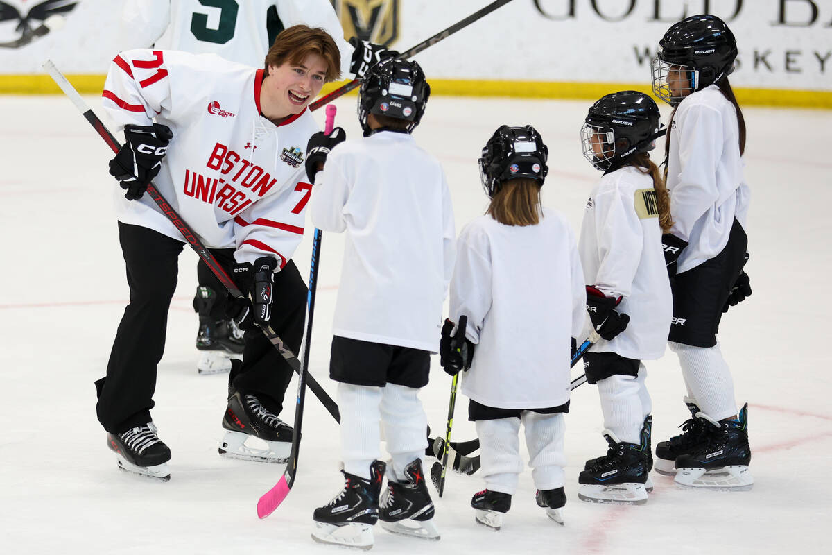 Macklin Celebrini, the presumptive No. 1 pick in the upcoming NHL Draft, coaches young hockey p ...