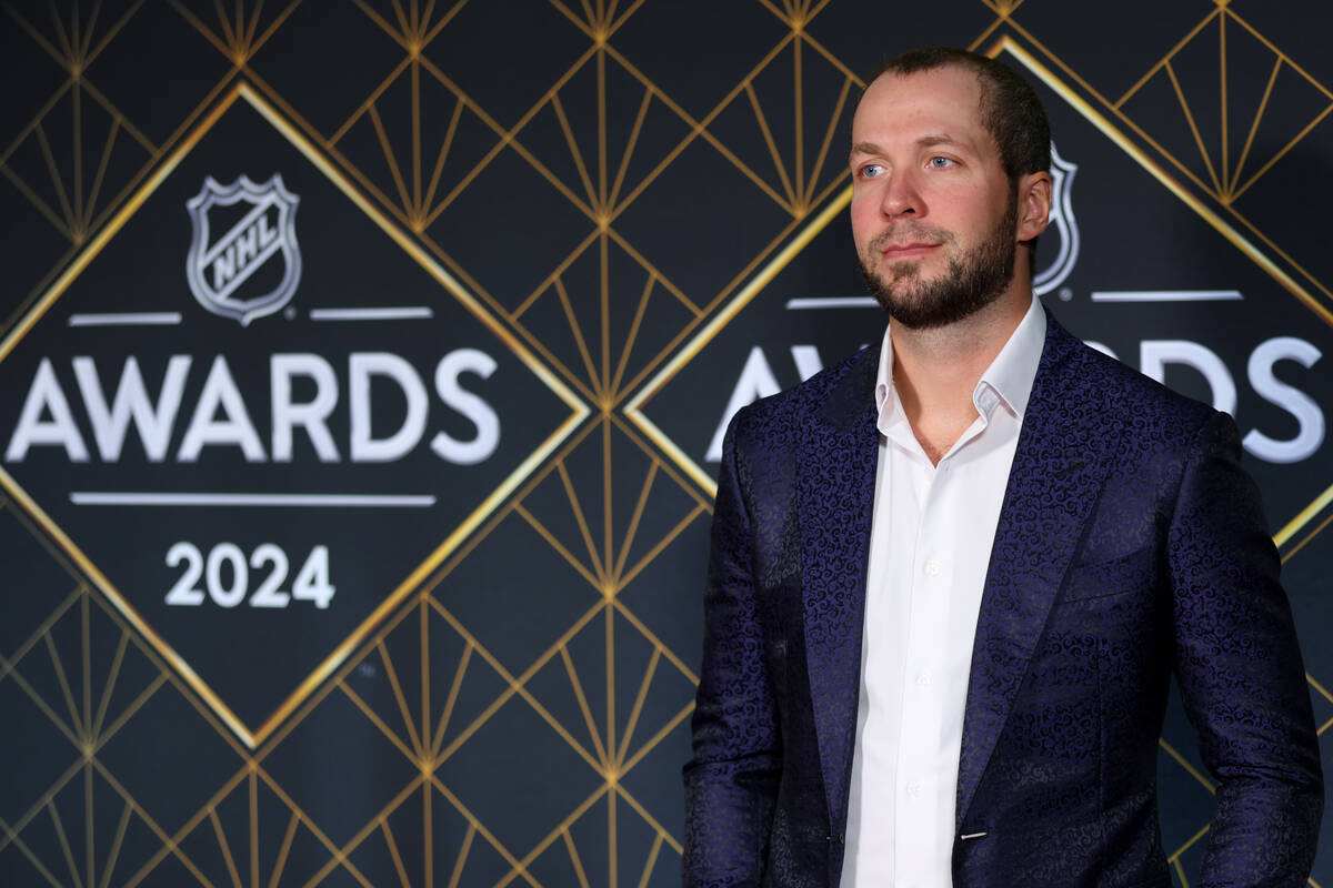 Tampa Bay Lightning right wing Nikita Kucherov poses on the red carpet before the NHL Awards at ...