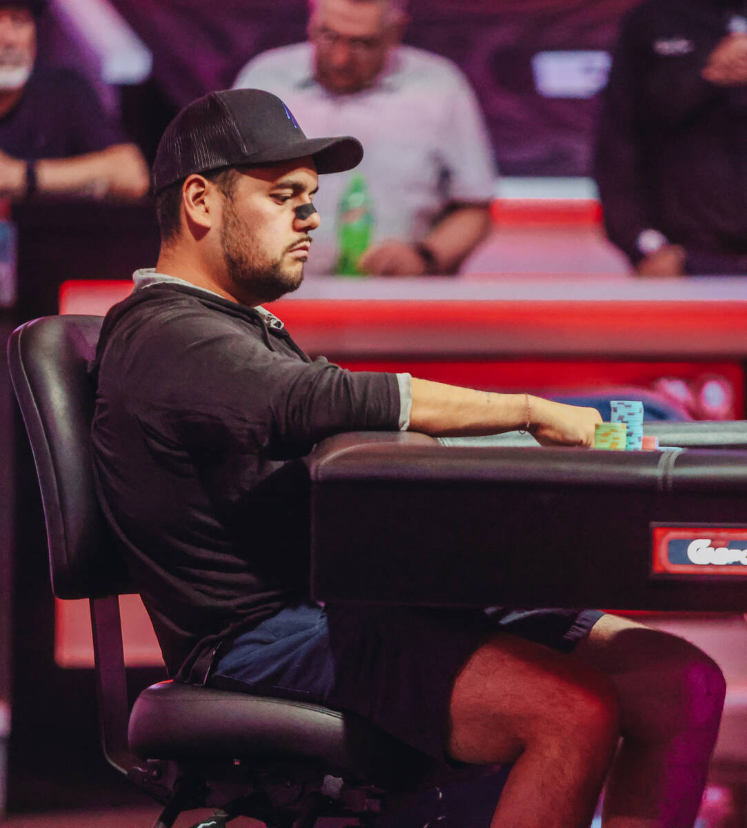 Bryce Yockey competes during the final table of $50,000 buy-in during the World Series of Poker ...