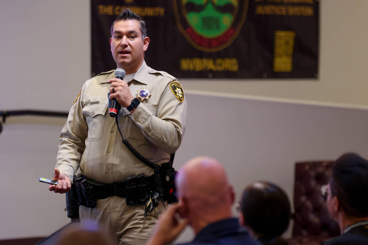 Metropolitan Police Department officer Michael Childs gives a presentation during an active sho ...