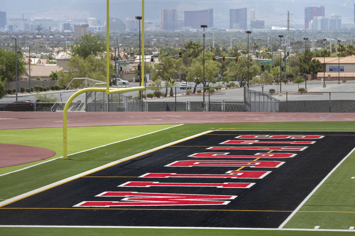 Las Vegas High School’s football field on June 25, 2024. (Daniel Jacobi II/Las Vegas Review-J ...