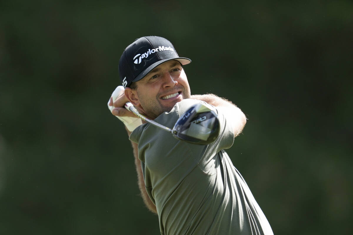 Taylor Montgomery hits off the fourth tee during the first round of the Rocket Mortgage Classic ...