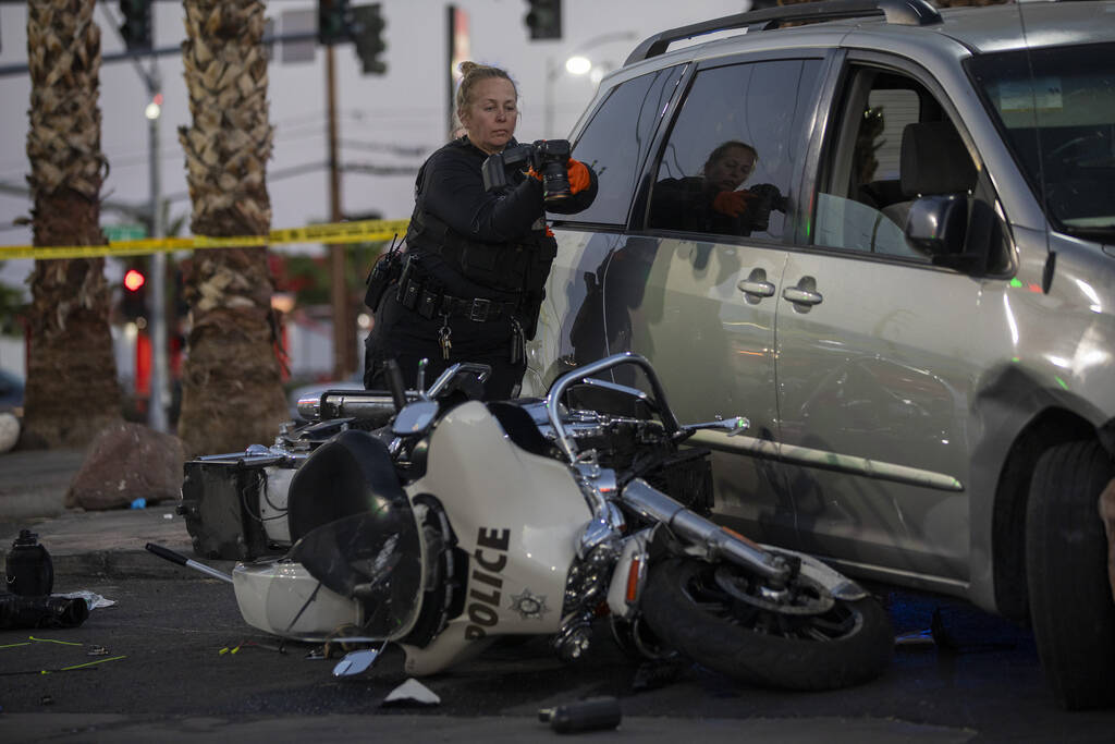 Crews from the Metropolitan Police Department investigate a crash scene at the 7-Eleven on Sout ...