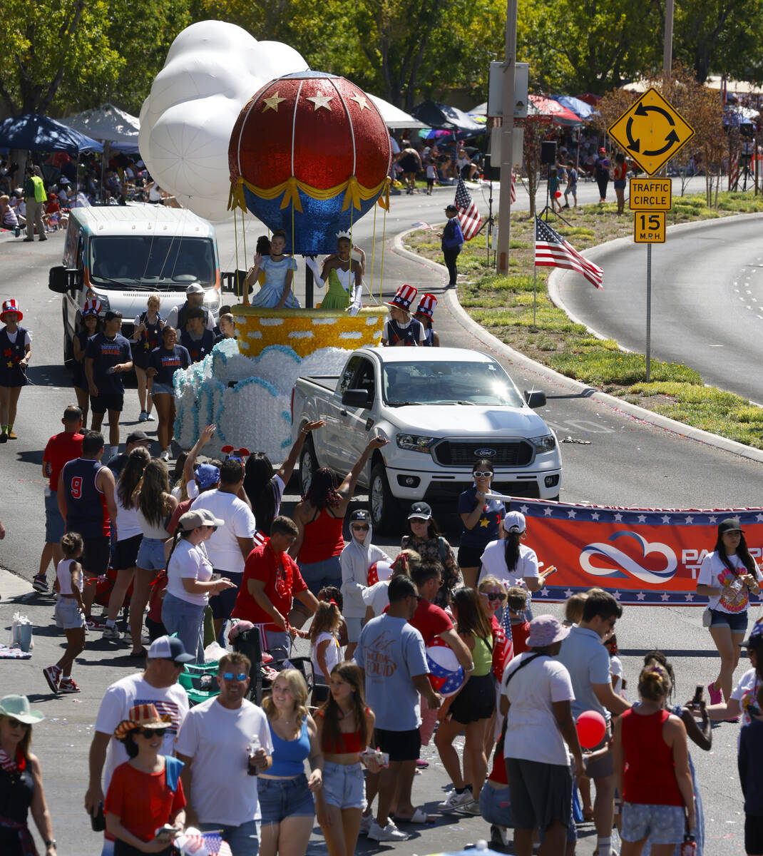 People watch the annual Summerlin Council Patriotic Parade, on Thursday, July 4, 2024, in Las V ...