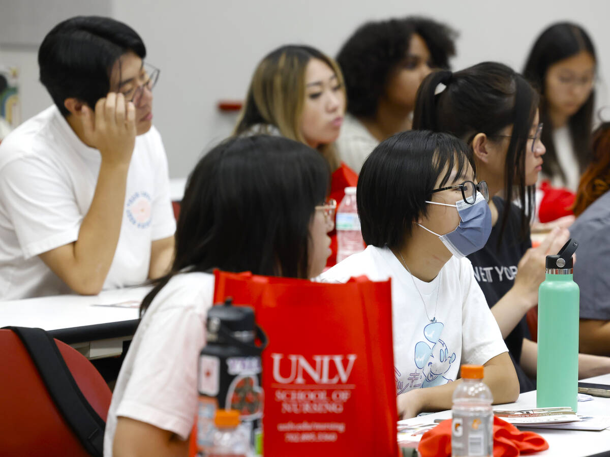 High school students attend the UNLV School of Nursing 5th annual Nurse Camp, on Monday, July 8 ...