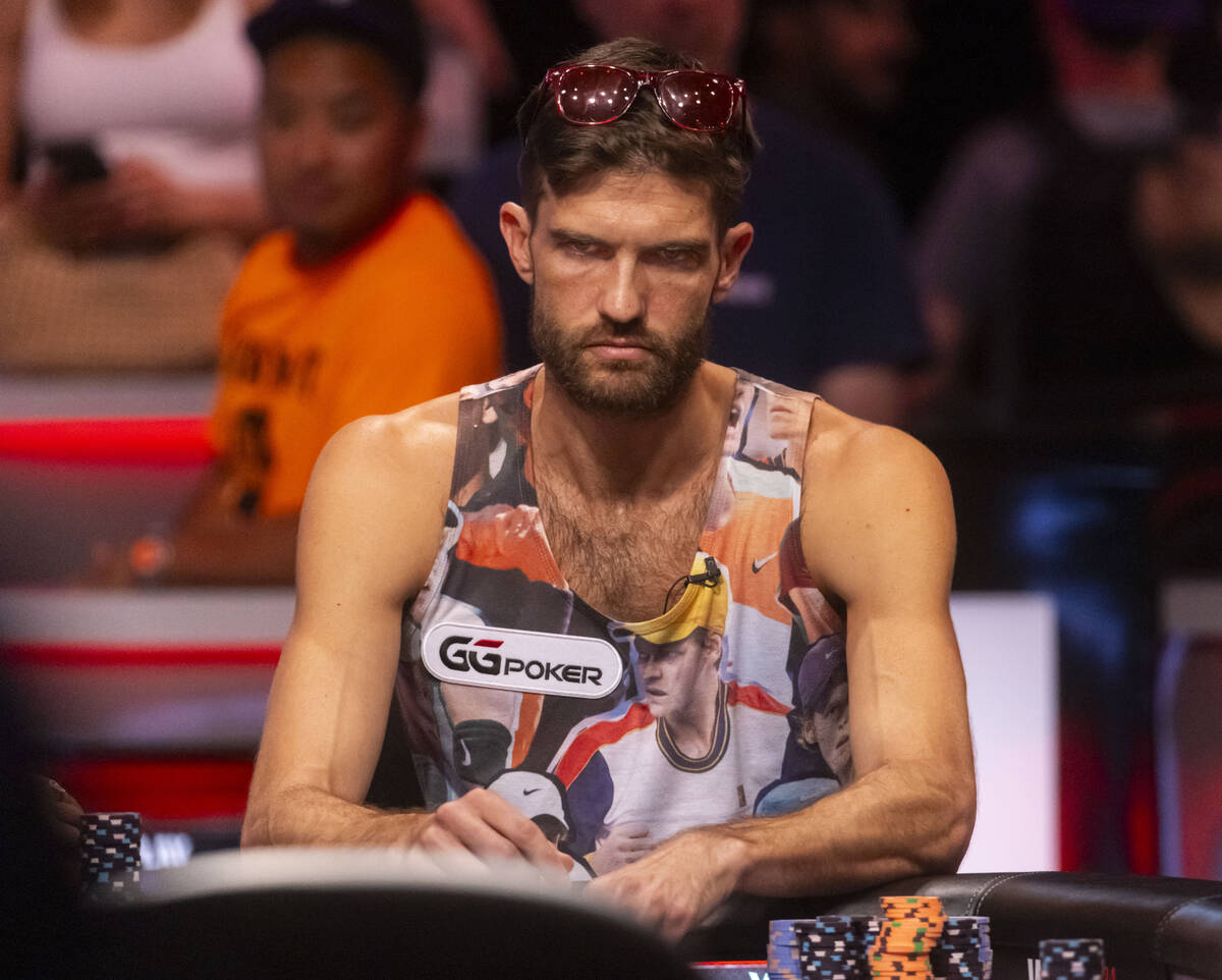 Joe Serock plays in the final two tables of the World Series of Poker Main Event at Horseshoe L ...