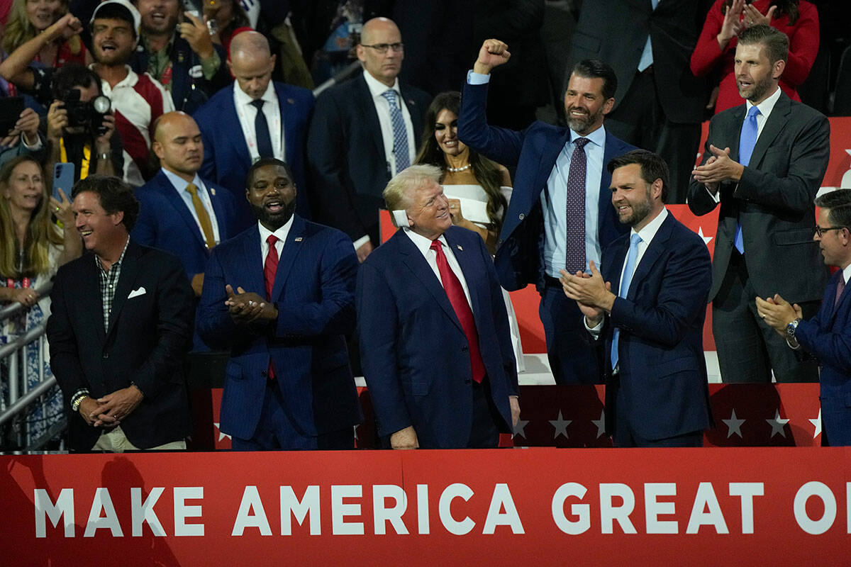Republican presidential candidate former President Donald Trump is introduced during the Republ ...