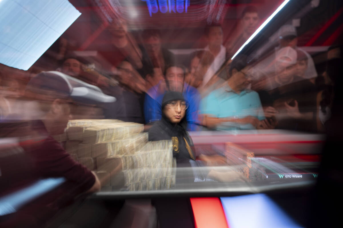 Jonathan Tamayo competes in the final table of the World Series of Poker Main Event at Horsesho ...