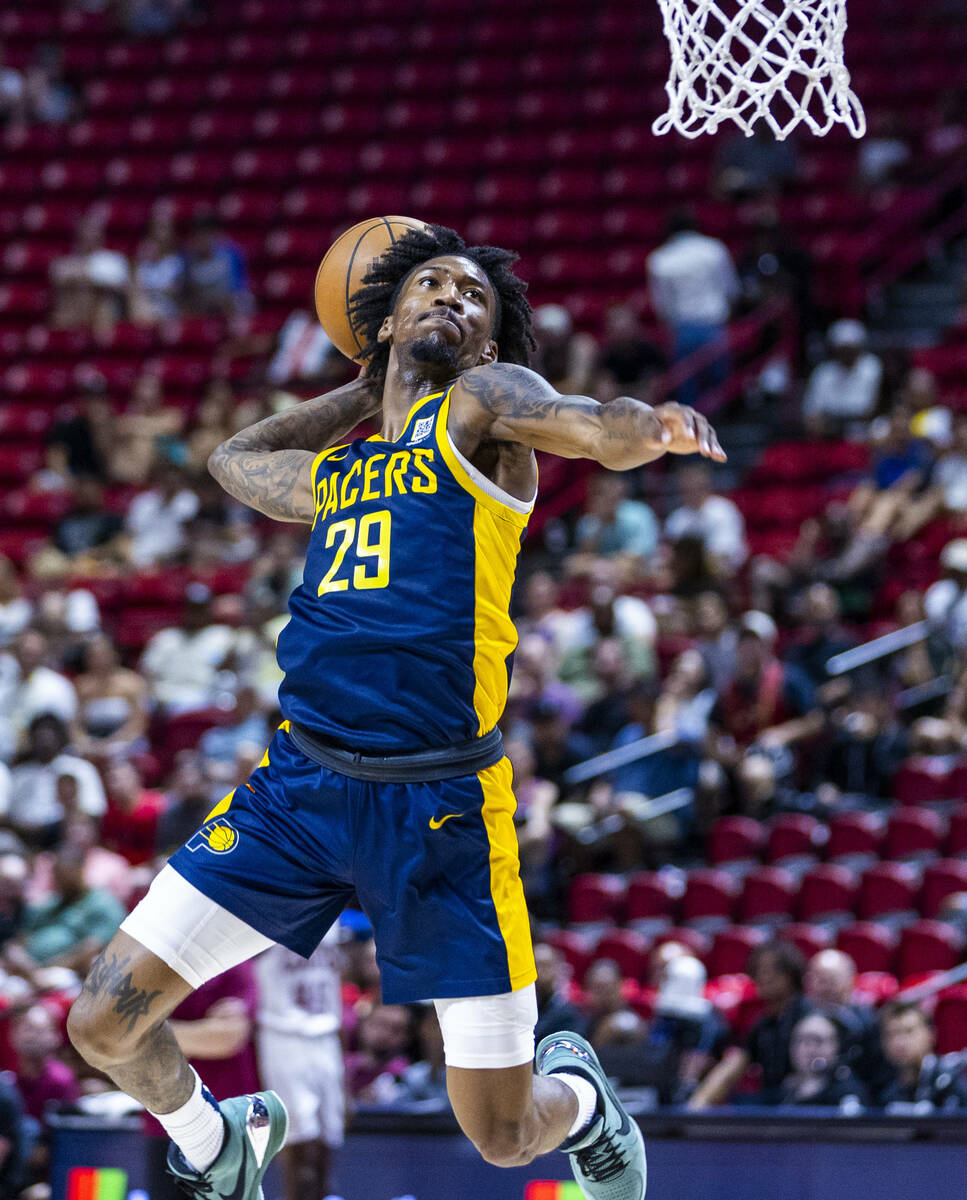 Indiana Pacers guard Quenton Jackson (29) sets up to dunk the ball against the Cleveland Cavali ...