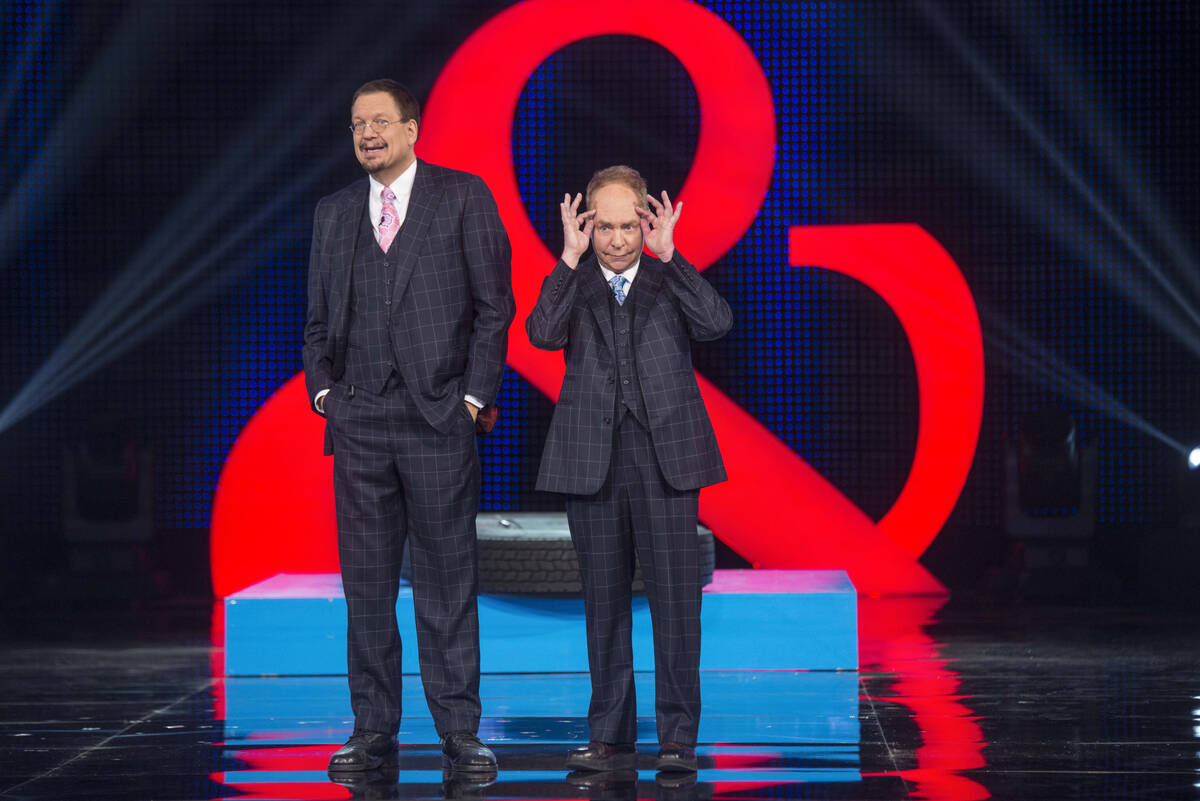 Penn & Teller perform during the "Penn & Teller April Fool Us Day" episode on The CW's "Penn & ...
