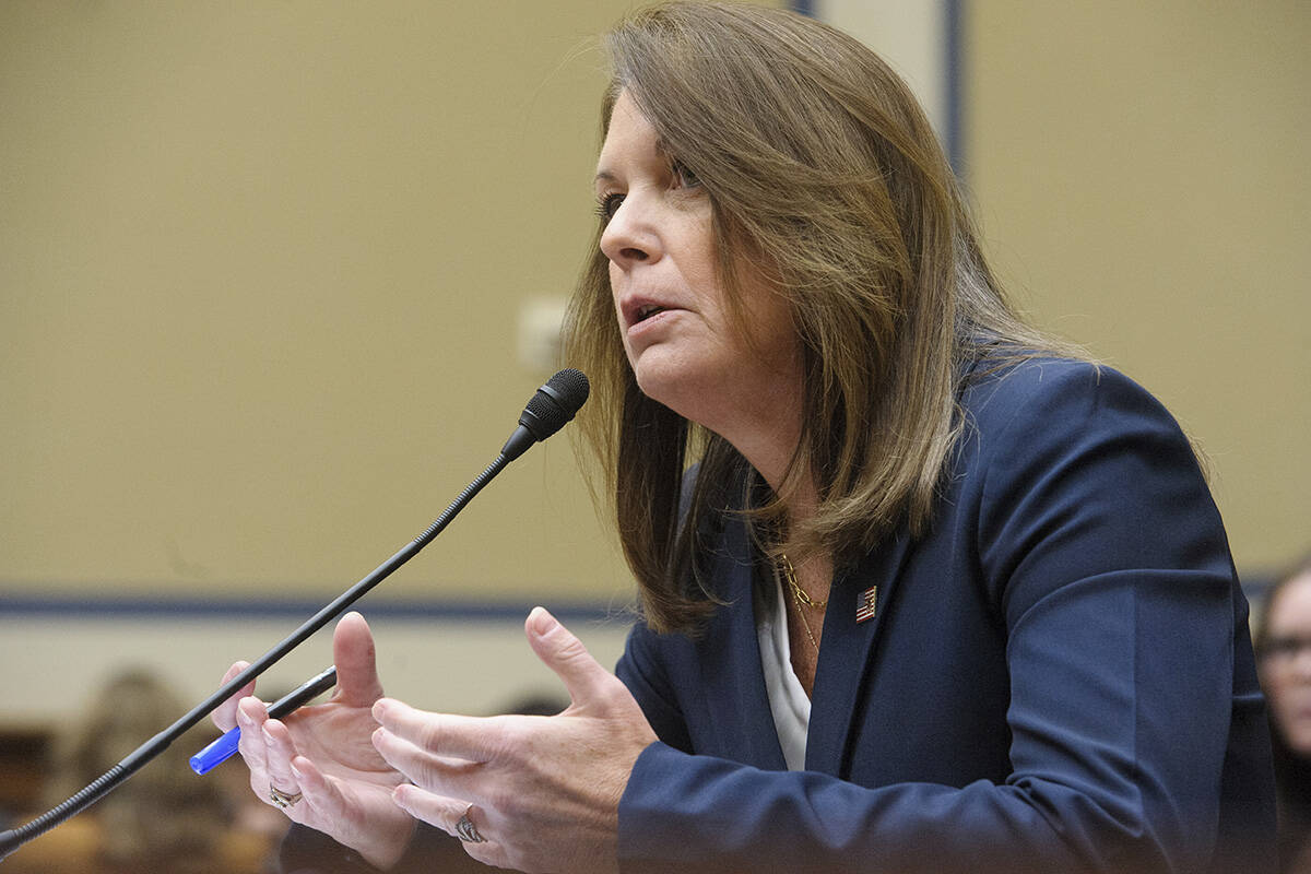 Kimberly Cheatle, Director, U.S. Secret Service, responds to questions as she testifies during ...