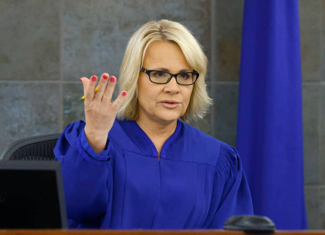 Judge Amy Chelini presides over Miguel Narro's, accused of shooting a Las Vegas store security ...