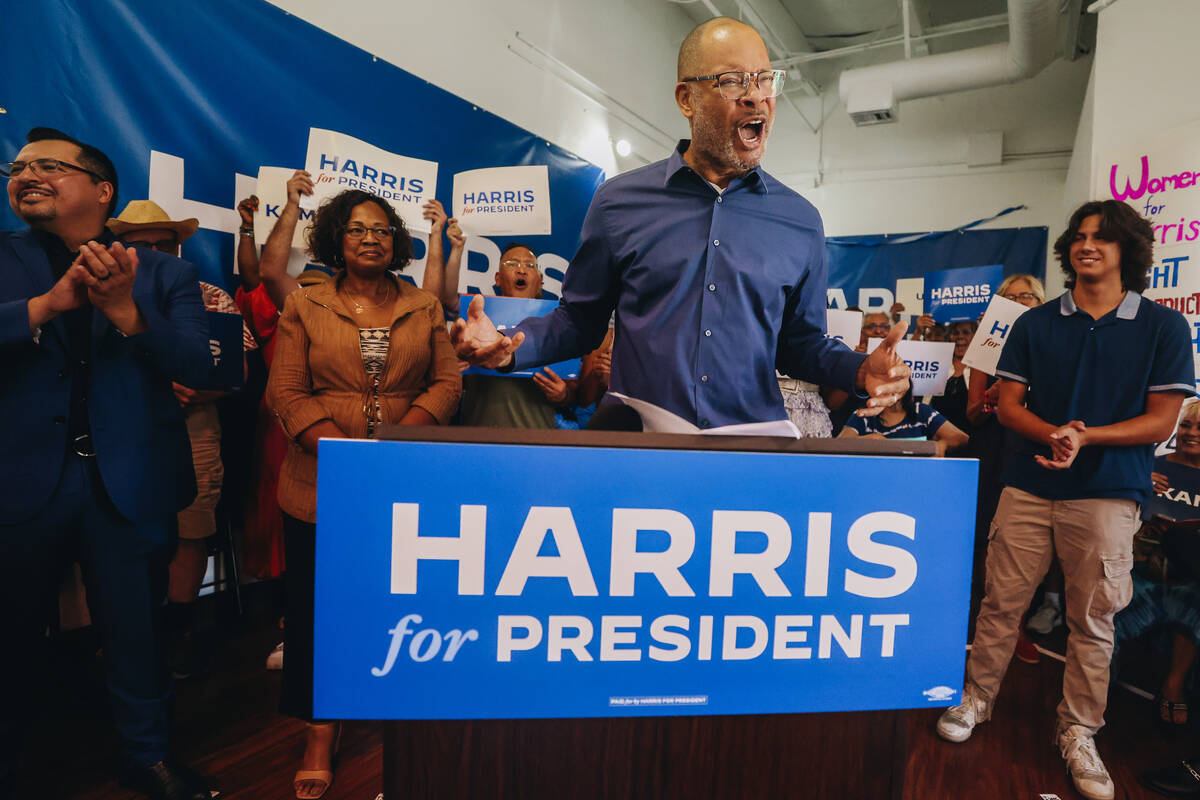 Nevada Attorney General Aaron Ford speaks during an event to officially launch Vice president K ...