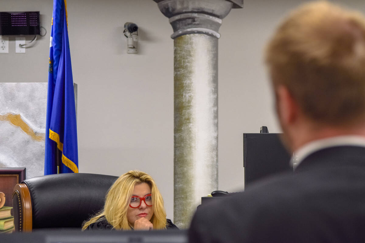 Nye County Judge Michele Fiore was suspended by the Nevada Commission of Judicial Discipline af ...