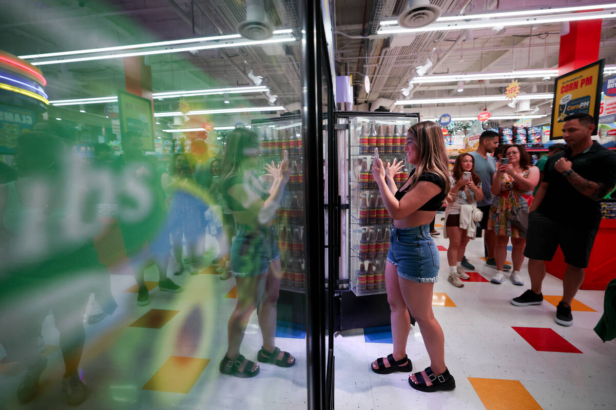 Guests experience the Omega Mart at Area 15 on Thursday, July 11, 2024, in Las Vegas. (Ellen Sc ...
