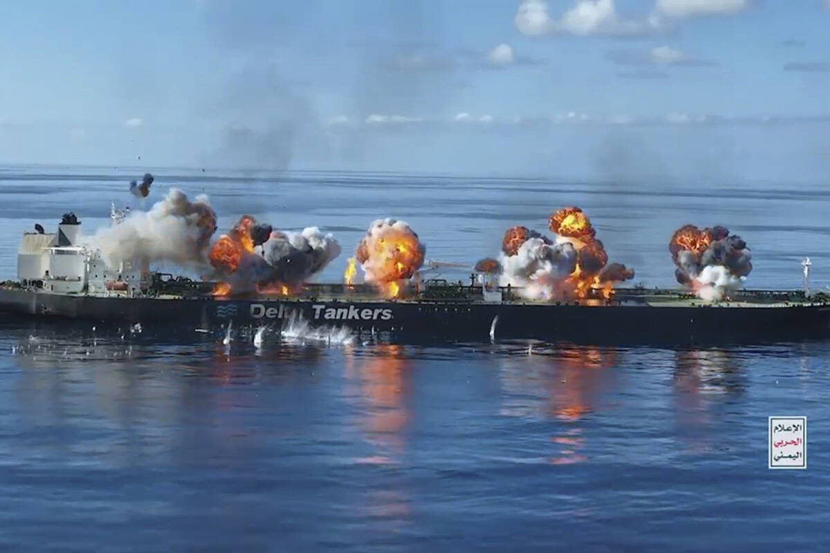 This frame grab from video released by the Ansar Allah Media Office, the media arm of Yemen's H ...