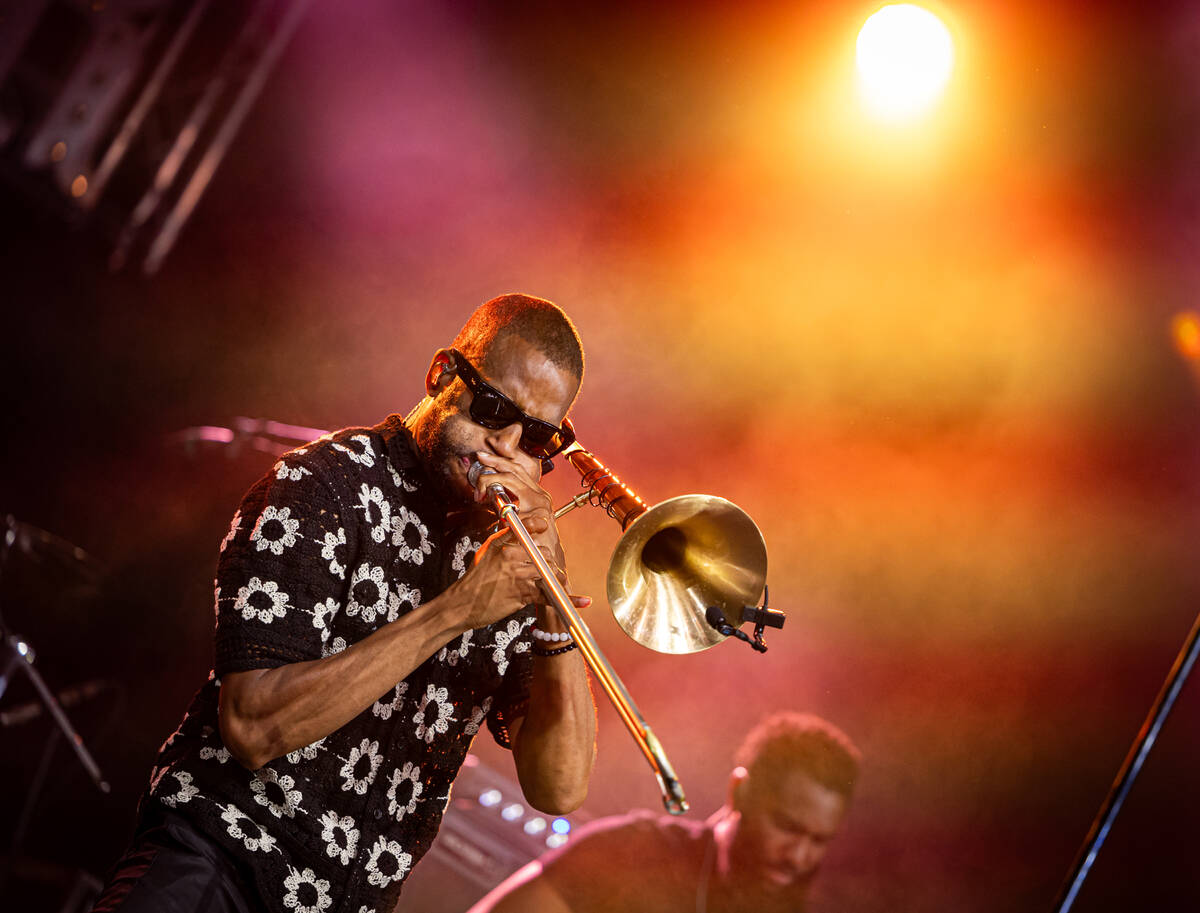 Trombone Shorty is shown during Big Blues Bender, held at Westgate Las Vegas from Sept. 5-Sept. ...