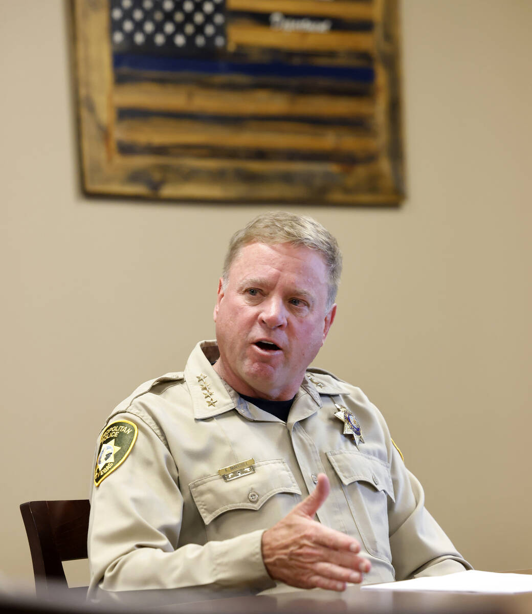 Clark County Sheriff Kevin McMahill speaks during an interview with the Review-Journal at Metro ...
