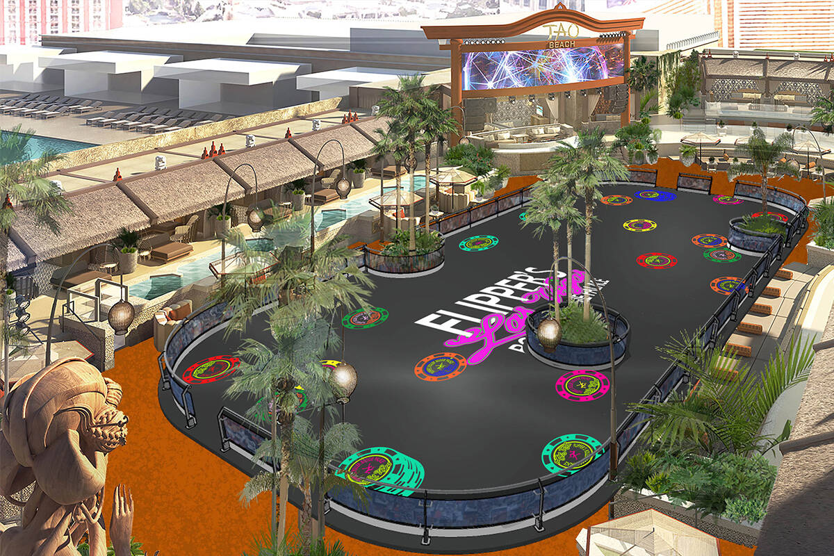 A rendering of Flipper's World roller skating rink. The rink will takeover the TAO Beach Dayclu ...