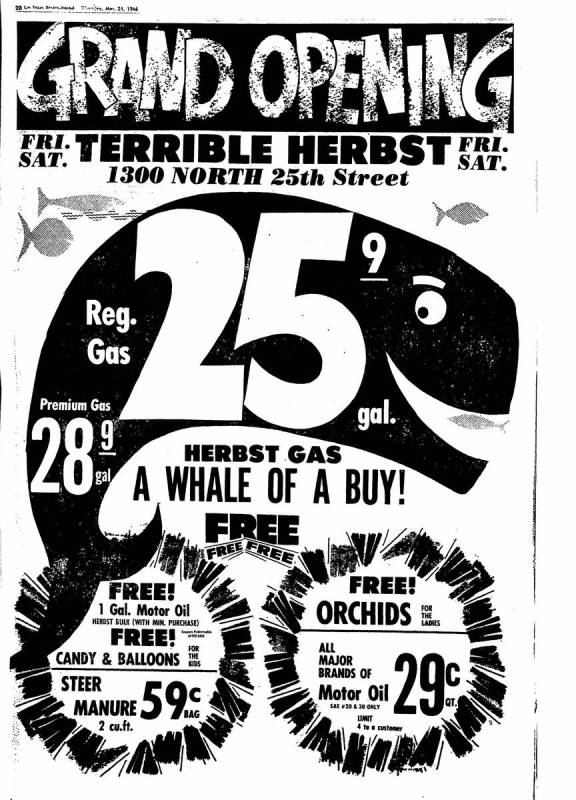 An advertisement from Terrible Herbst in the Las Vegas Review-Journal, published March 24, 1966 ...