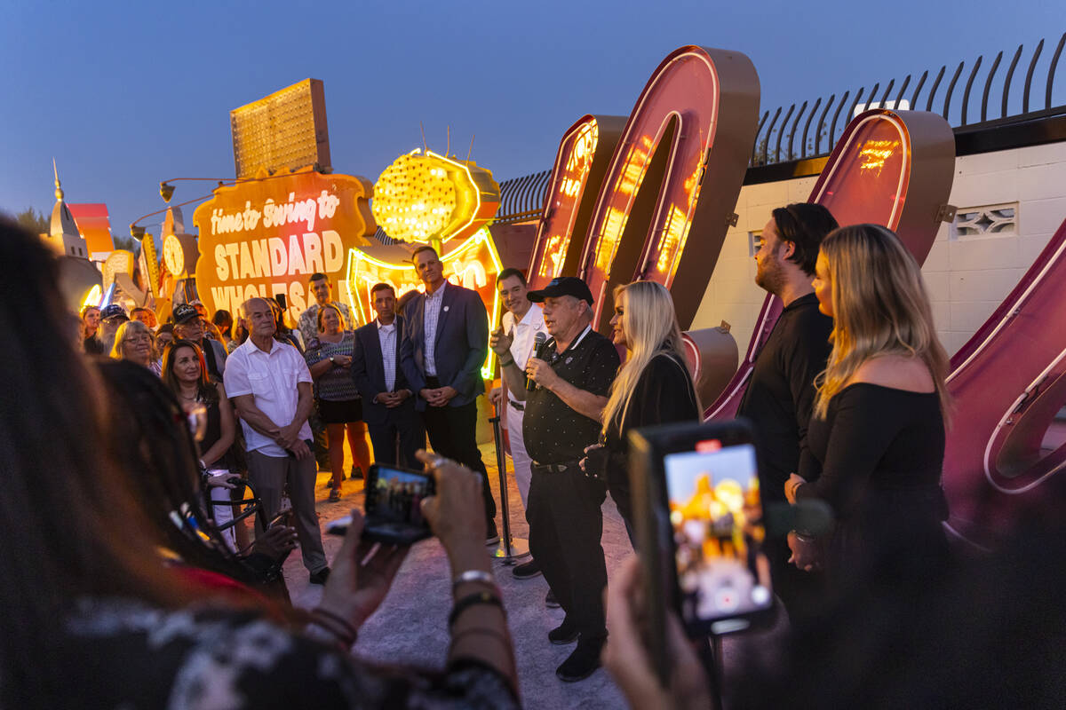 Todd Fisher, son of Debbie Reynolds, talks before the relighting of the restored "Debbie&q ...