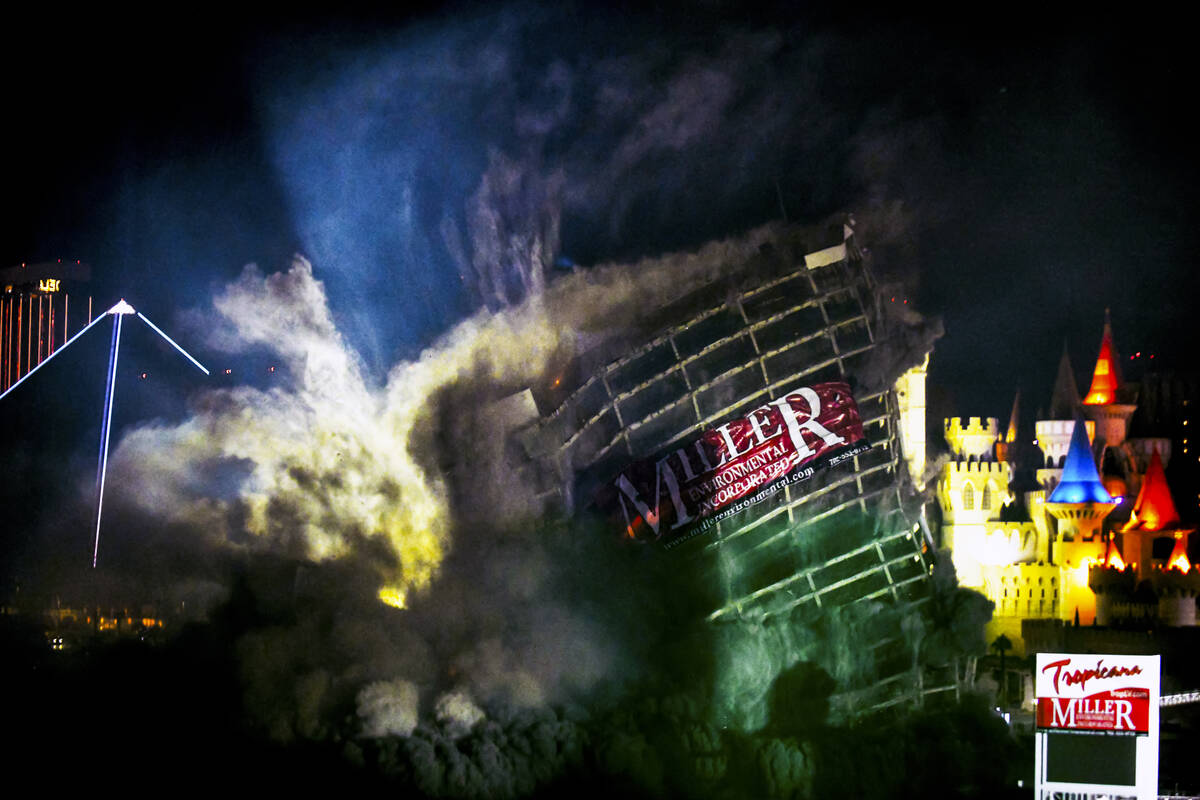 The Tropicana is imploded, as seen from the MGM Grand on Wednesday, Oct. 9, 2024, in Las Vegas. ...