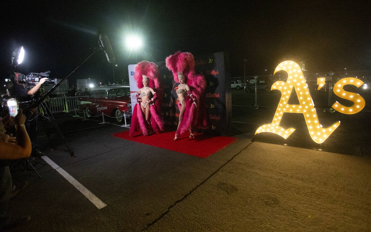 Showgirls are filmed before the Tropicana implosion, Wednesday, Oct. 9, 2024, in Las Vegas. (Da ...
