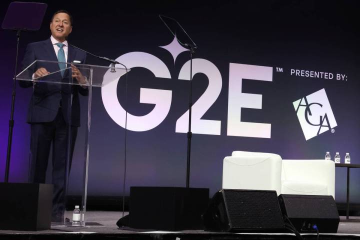 Bill Miller, president and CEO American Gaming Association, welcomes conventioneers to the Glob ...