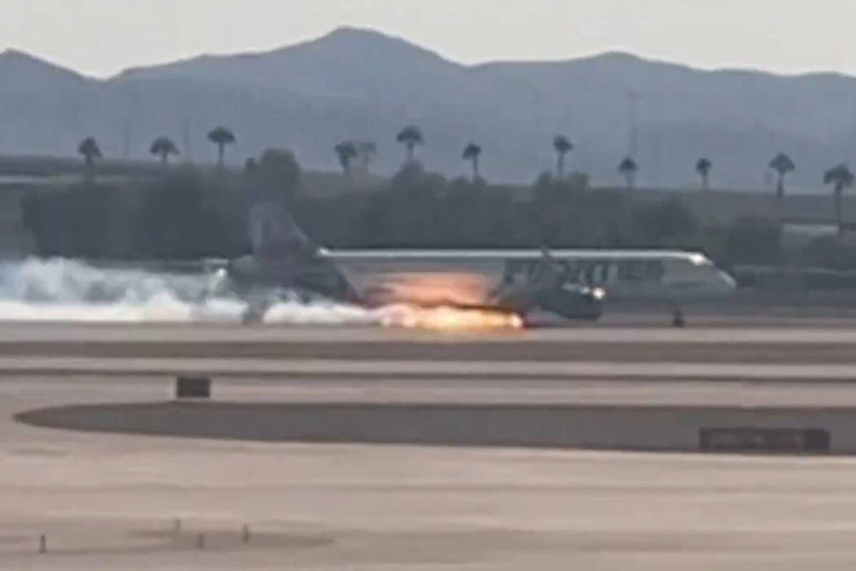 Frontier plane ‘crash landed,’ caught fire at Las Vegas airport