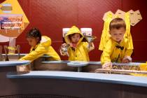 Catalina Cuenca, 2, of Las Vegas, from left, and Isabelle Sunwoo, 1, and Ezra Sunwoo, 3, of Gre ...