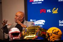 UNLV interim football coach Del Alexander speaks during a press conference ahead of the LA Bowl ...