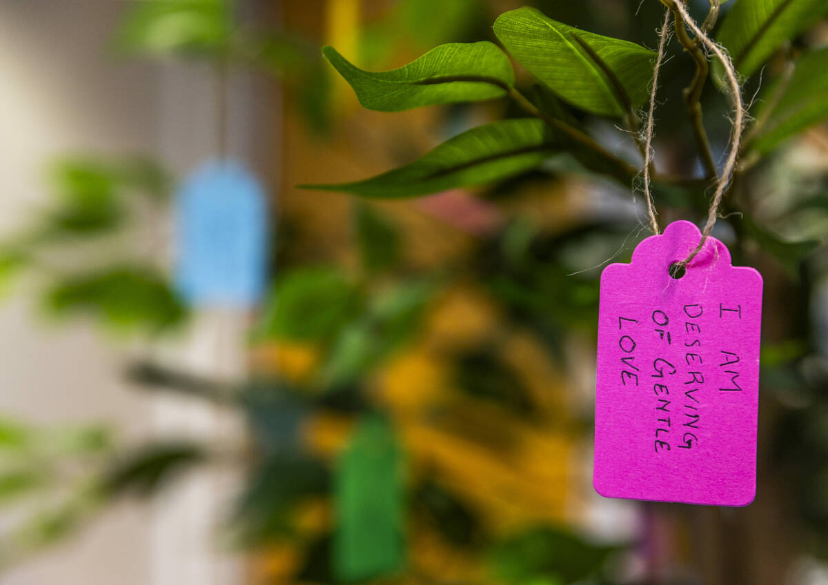 One of many messages on a caring tree inside the UNLV Care Center for students and staff on Nov ...