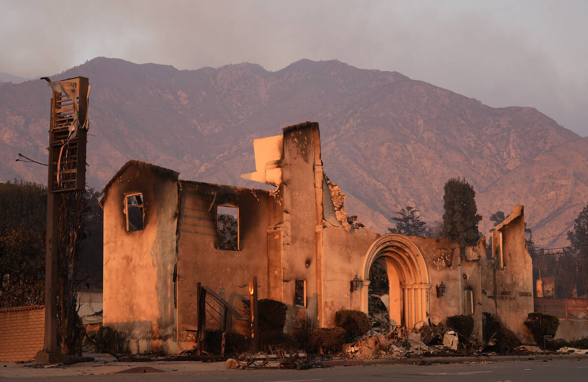 The Altadena Community Church is pictured the day after it was destroyed by the Eaton Fire, Thu ...
